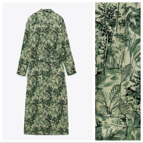 NWT. Zara Printed Wrap-Style Midi Dress. Size XS. - Picture 6 of 12
